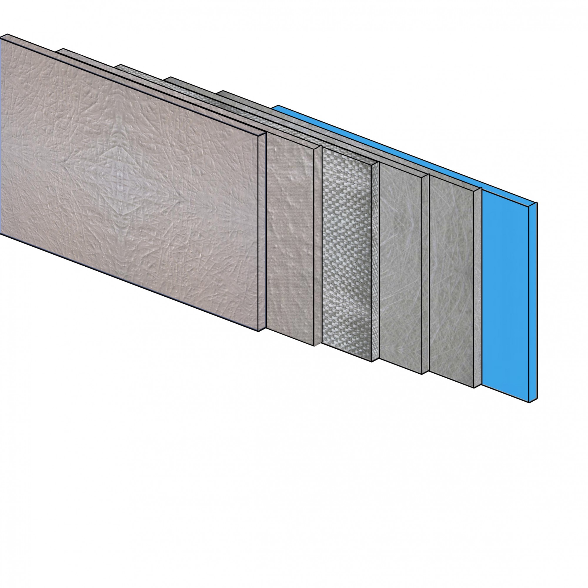 schéma de couches de fabrication piscines