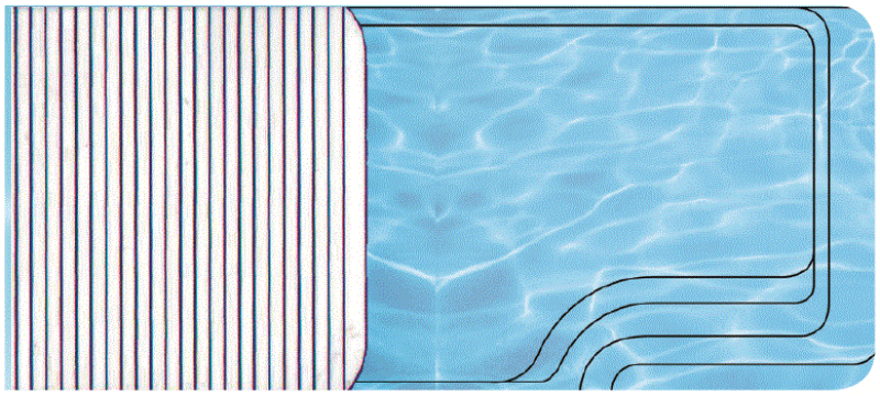 PISCINE COQUE POLYESTER AVEC COUVERTURE AUTOMATIQUE IMMERGÉE EN FOND MODÈLE FÉROÉ