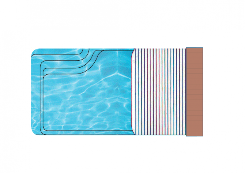 PISCINE COQUE POLYESTER AVEC COUVERTURE AUTOMATIQUE IMMERGÉE EN FOND MODÈLE BERMUDES